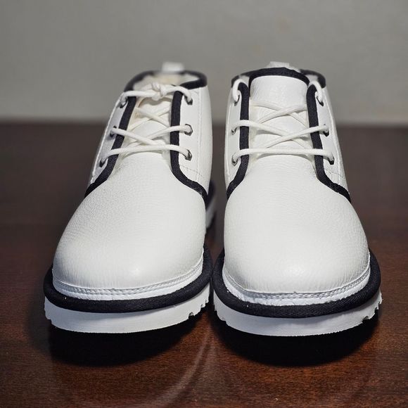 UGG Neumel Leather Chukka Boots Men\'s 8 White Black Wool Lined 1133777 Plush New main image 11